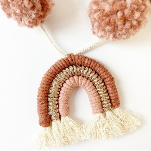 Macrame Rainbow Garland Baby Shower Garland Decor Baby Room Decor Rose Gold - Picture 4 of 4